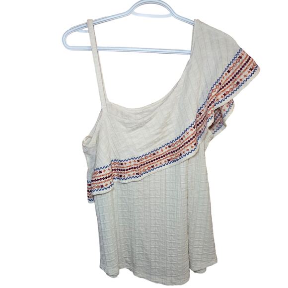 Lucky Brand Women's Embroidered Off The Shoulder Top Aztec Western Large - Picture 4 of 5